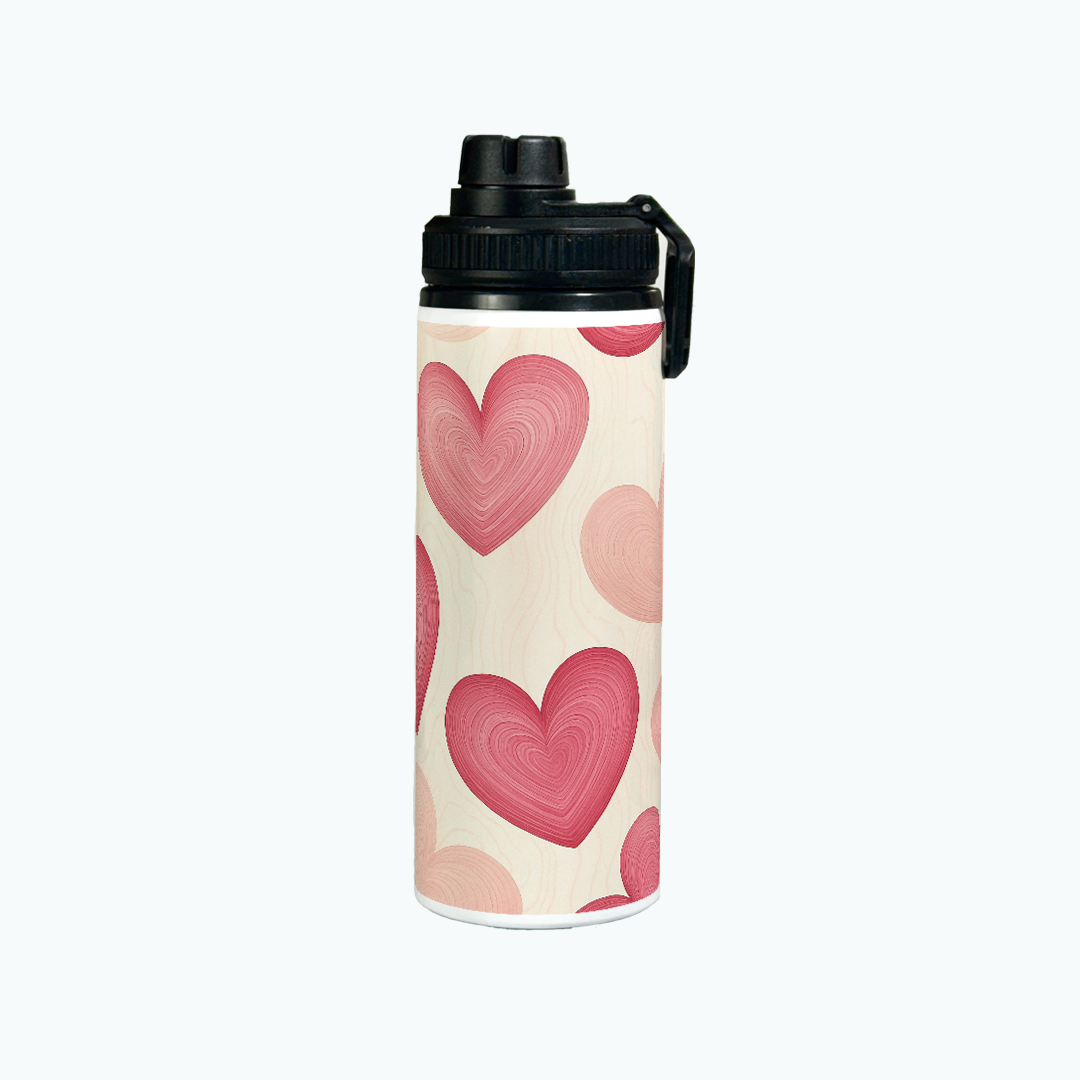 Tank-Sip Bottle 750ml | Candy Hearts Print | Leak Proof | Printed Bottle with Carry Hook, Durable & Stylish